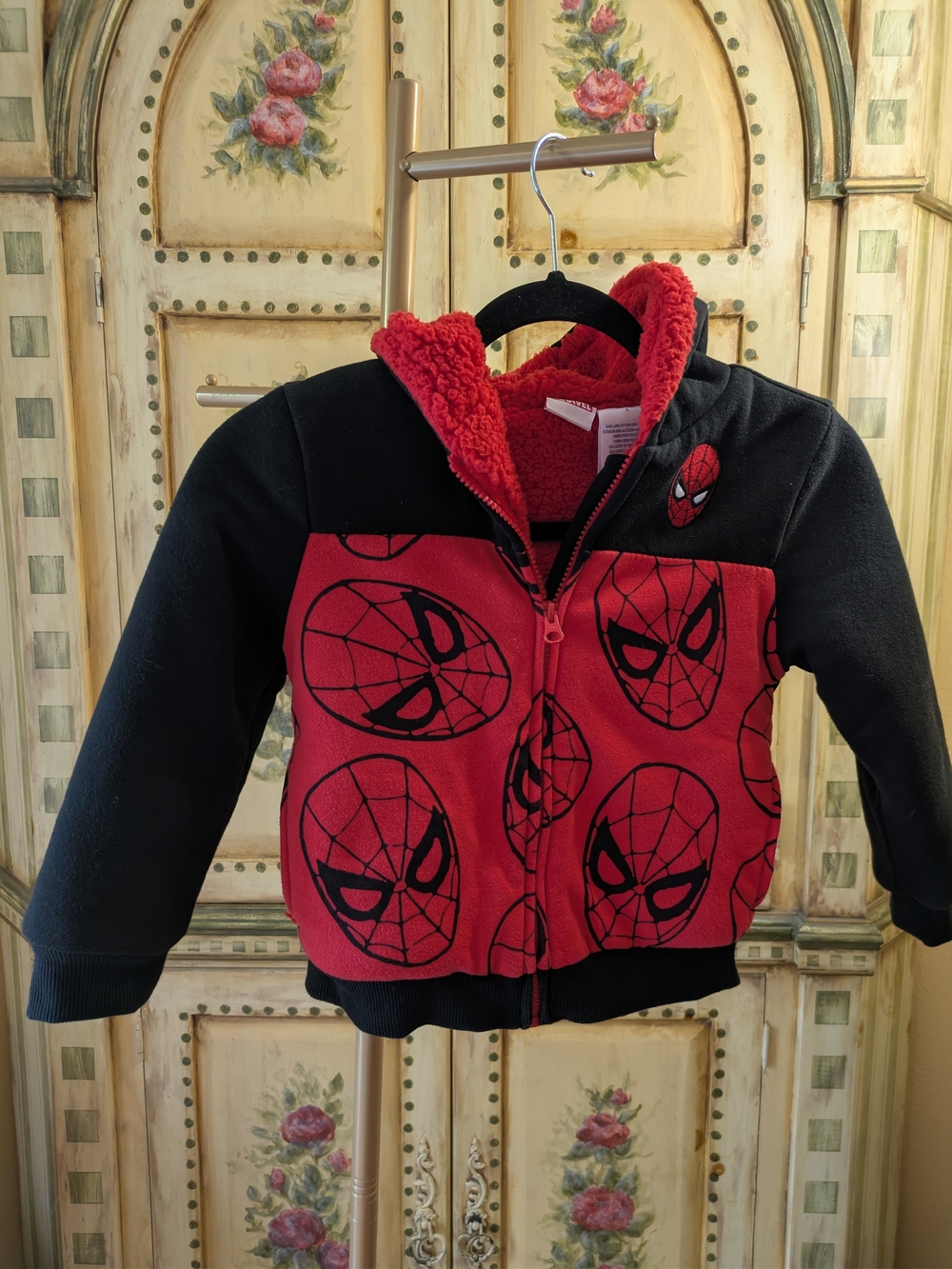 Kids Red and Black Spiderman Hoodie Jacket - Licensed Character Sz 5y